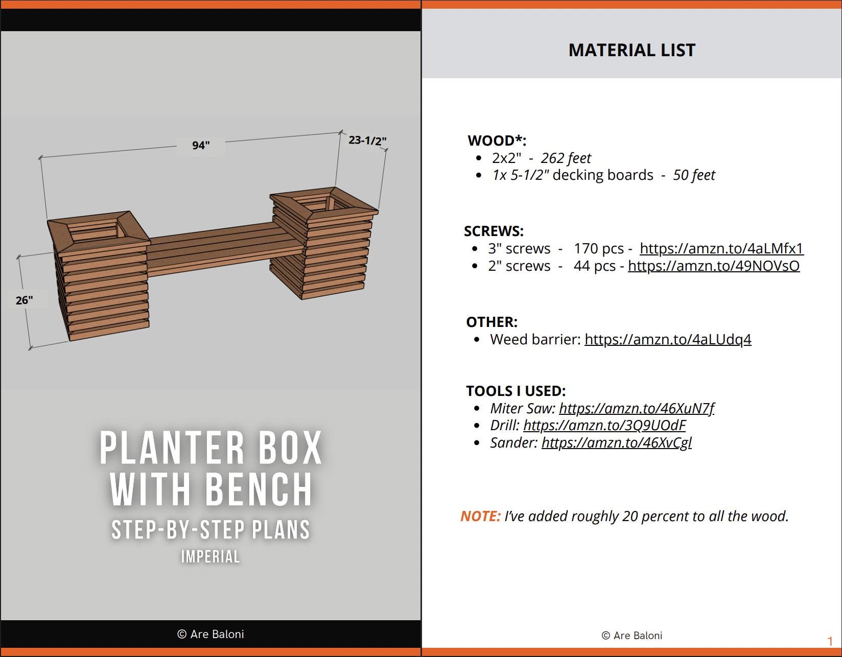 DIY Planter Box With Bench Woodworking Plans (PDF Download) - Etsy