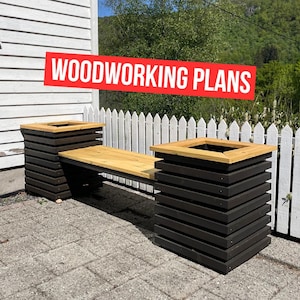 DIY Planter Box With Bench Plans, Woodworking Plans, Outdoor Furniture, Build Plans, Instructions, PDF Download, Digital File
