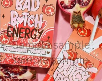 Lámina de arte de pared inspirada en P.Louise: Bad Bitch Energy & Juicy Drip / Póster estético de granada. Se entrega en tamaño A3/A4 tras la compra.