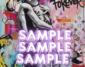Lámina artística "Abrazo de grafiti" / Póster de arte callejero emotivo / Arte mural "Te amaré por siempre" / Estilo urbano colorido / Descarga digital / Osula