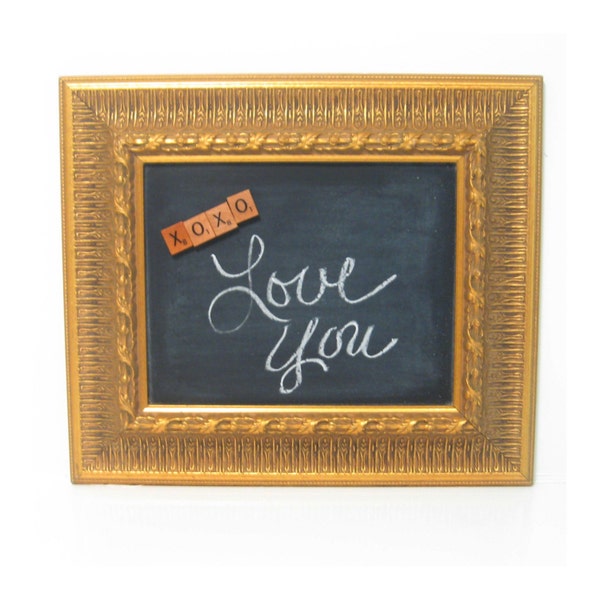 Magnetic Chalkboard in ornate goldtone frame