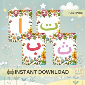 Digital Flashcards for Little Learners! Arabic Alphabet Flashcards | Colorful Digital Set | Quran | Islamic Homeschool | Instant Download
