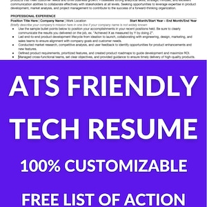 Plantilla de currículum de gerente de producto para Google Docs Plantilla de currículum profesional de tecnología compatible con ATS