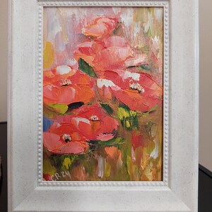 Dança de pétalas, flores, pintura a óleo, 5×7,