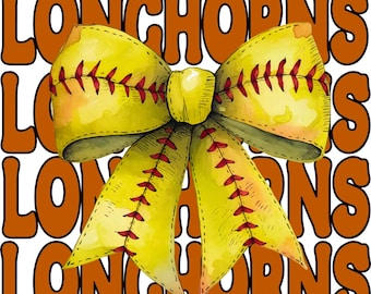 Longhorns Softball 300 DPI PNG Digital file for downloading. Perfect for sublimation or DTF.