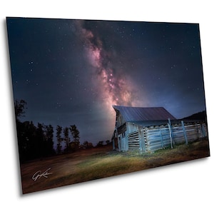 Milchstraße über Moulton Barn Foto - Grand Teton National Park, Jackson Hole Wyoming, Mormon Row - Druck / Leinwand / Acryl / Metallwandkunst