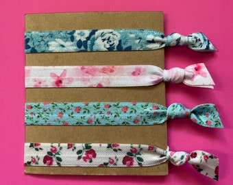 Elastic Flowered Hair Tie Set, Great Gift