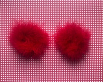 Pigtail Clips, Valentine’s Day Marabou Feather Princess Puffs, Toddlers and Little Girls Hair Clips, Great Gift