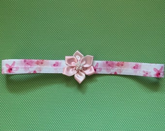 Infant Headband - Pink and White Flower Baby Accessory