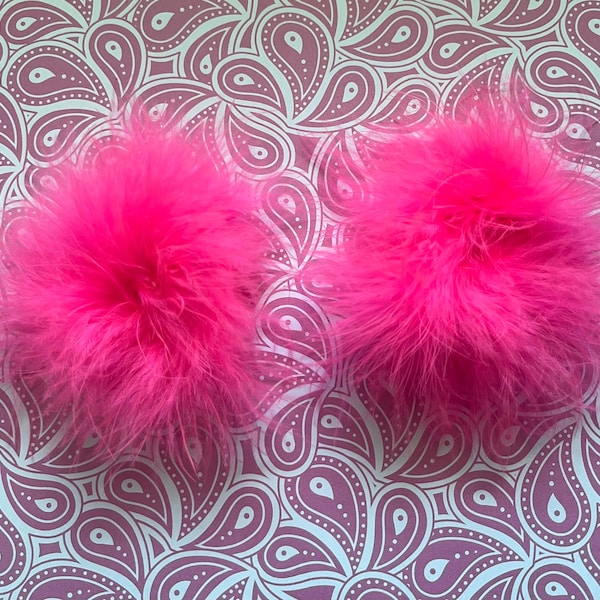 Pigtail Clips, Marabou Feather Princess Puffs, Toddlers and Little Girls Hair Clips, Great Gift