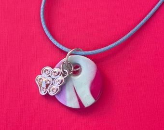 Dog Paw Necklace for Girls - Colorful Paw Print Jewelry