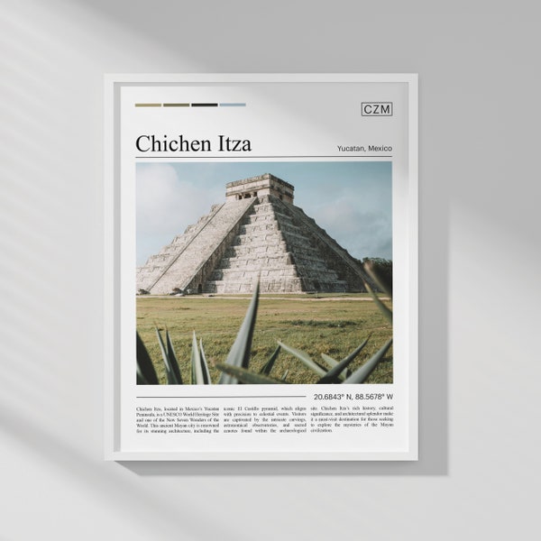 Chichén Itzá Travel Poster, Chichén Itzá Wall Art, Chichén Itzá Heritage Art, Chichén Itzá Poster Print, Chichén Itzá Photo, Yucatan, Mexico