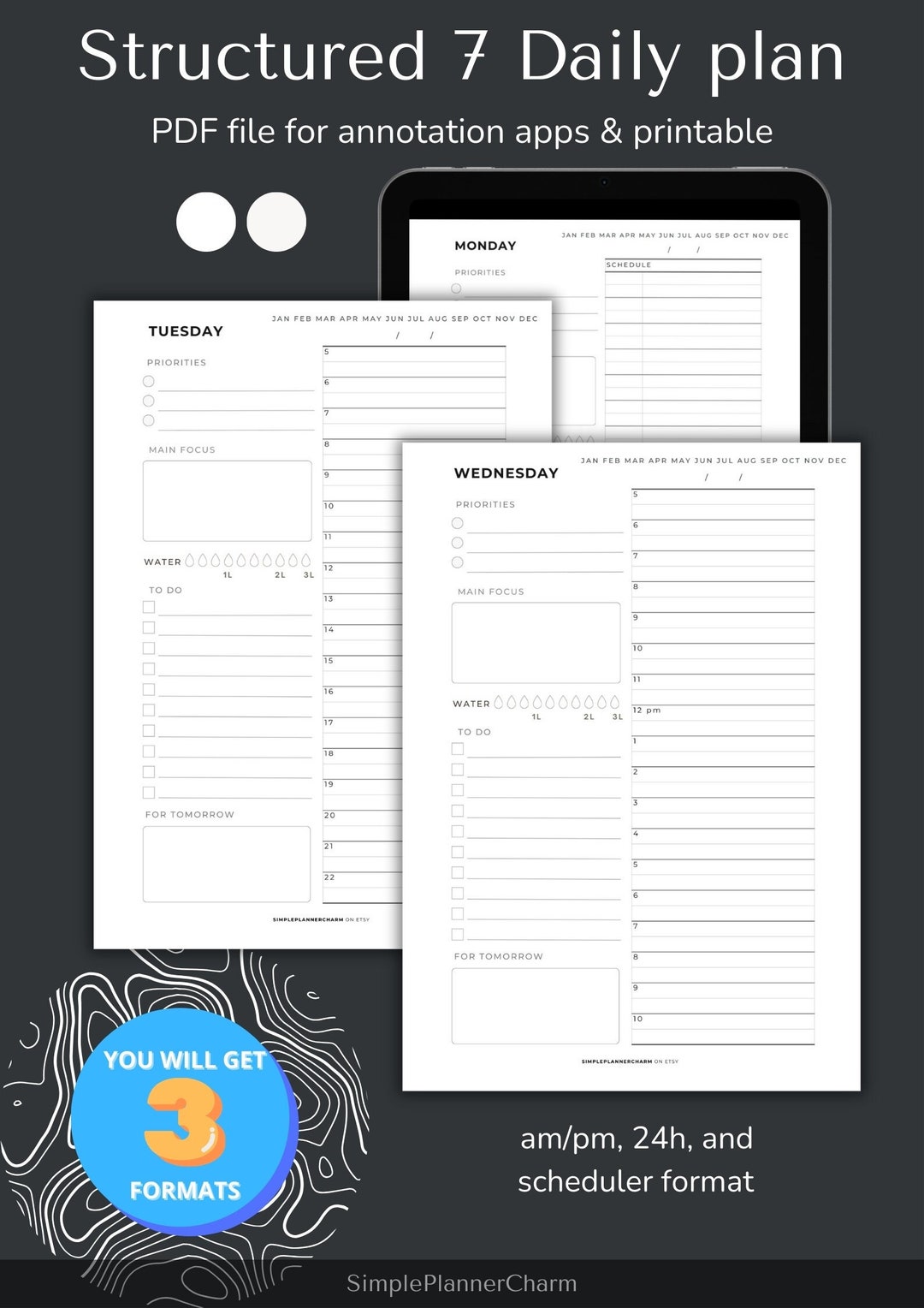 Structured, 7-day Planner, Daily Schedule, Printable Planner, A4 ...
