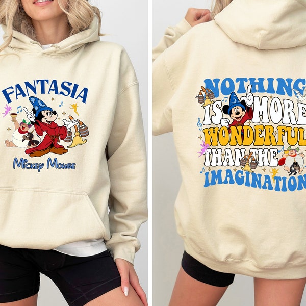 Two-sided Retro Disney Fantasia Sorcerer Mickey Mouse Magic Wizard Hoodie, Magic Kingdom WDW Unisex Hoodie