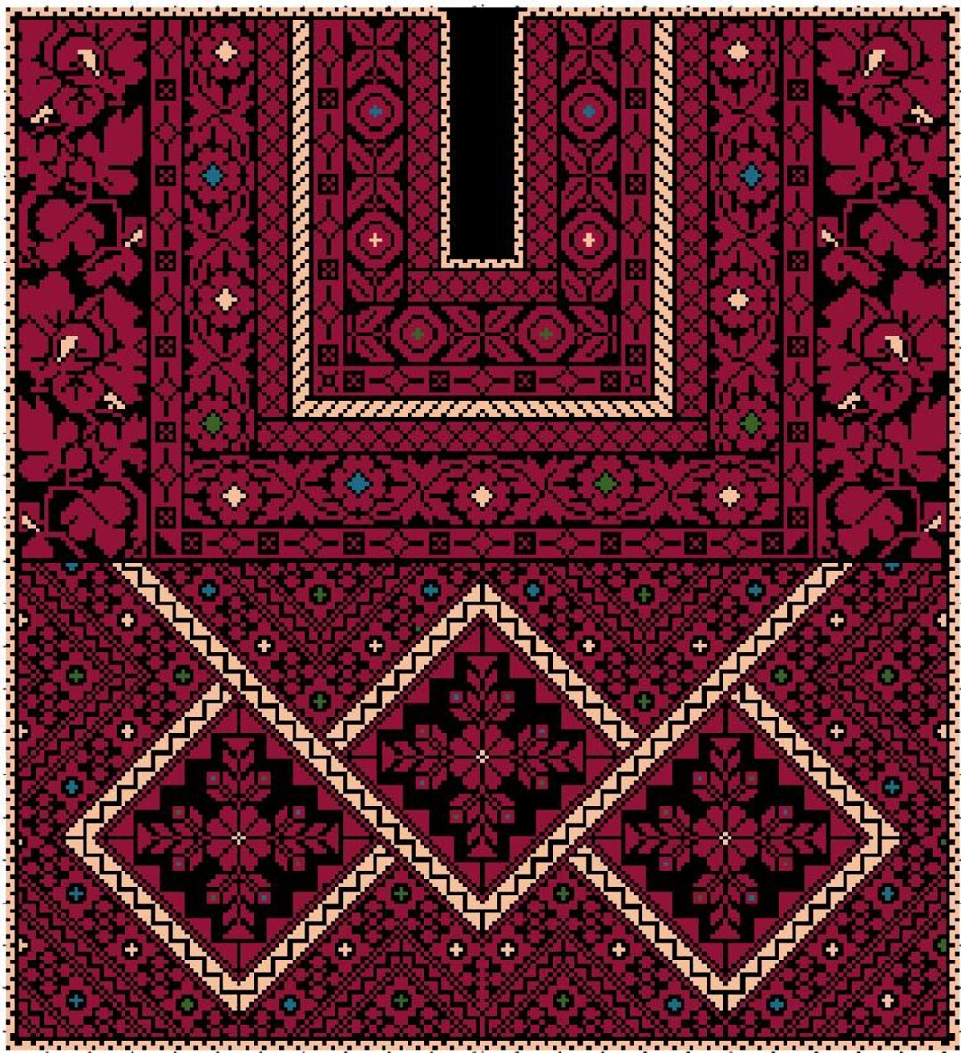 Palestinian Embroidery tatreez Chest Panel Pattern Etsy Palestinian Embroidery tatreez Chest Panel Pattern Etsy