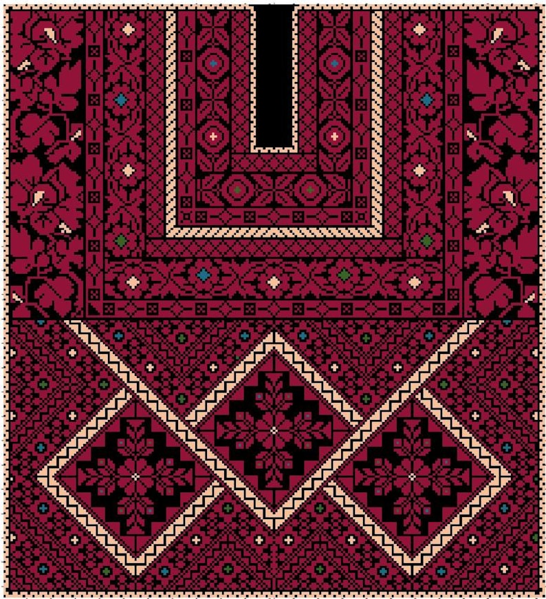 Simple Palestinian Patterns Palestinian Embroidery (tatreez) Chest Panel Pattern - Etsy