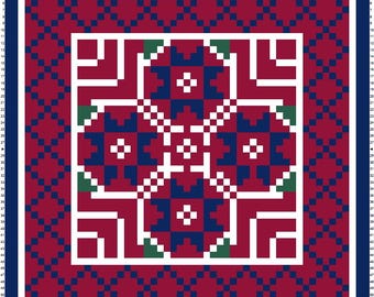 Motif tatreez palestinien oeil de vache point de croix