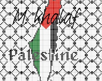 Palestinian Flag Map cross stitch pattern