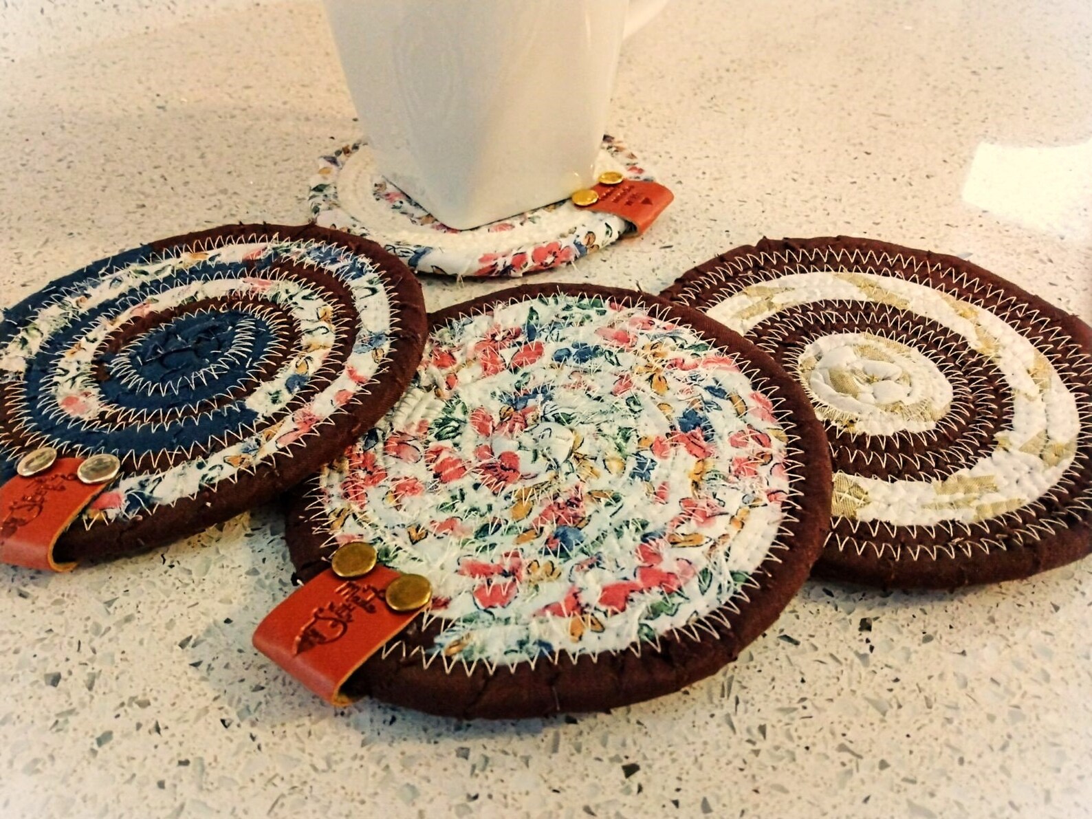Rope Coasters, Vintage Style Upcycled Cotton Rope Coasters, Set of 4 or ...