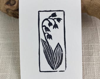 Tiny 2x3 Lily of the Valley Hand Carved Block Print | Original Art | Botanical Collection