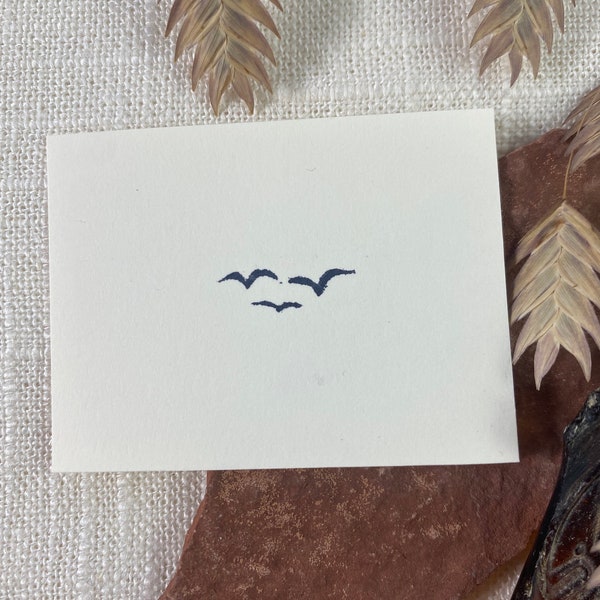 Tiny Birds in Flight Hand-carved Blockprint