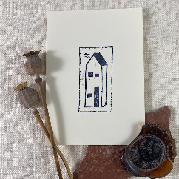 Small Home | Original Art | Hand Carved | Block Print