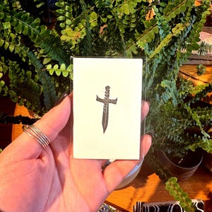 Tiny 2x3 Dagger Hand Carved Block Print | Original Art