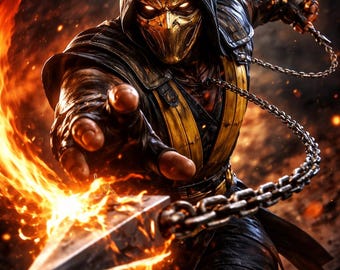 Scorpion Mortal Kombat Character Art Print (12 words)