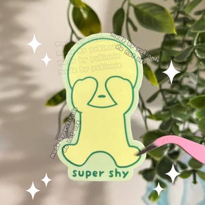 Super schüchterner grüner Kerl Aufkleber, netter blinder Kasten-Vinylaufkleber, Schmuckstück-Aufkleber, Laptop Journal Aufkleber, schüchterne dumme Aufkleber, Deko-Aufkleber