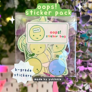Mystery Green Guy Oops Sticker Grab Bag, Oops Stickers, Stickers Pack, B grade Stickers, Cute Blind Box Sticker, Trinket Silly Stickers