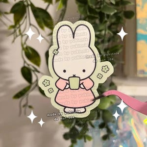 Matcha-Tee-Häschenaufkleber, grüner Tee-Häschenaufkleber, Hydrat-Aufkleber, süßer Aufkleber, Trinket-Aufkleber, Deko-Kawaii-Aufkleber, Getränkeaufkleber