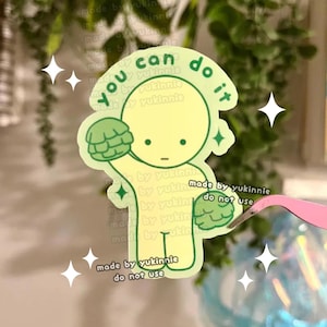 Motivation Green Guy Aufkleber, You can do it Süßer Blind Box Vinyl Aufkleber, Laptop Journal Aufkleber, Dummer Trinket Aufkleber, Abziehbild Aufkleber