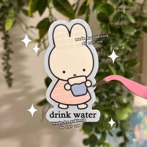 Sticker lapin boire de l'eau, Sticker Rester hydraté, Sticker mignon découpé, Stickers bibelots, Sticker déco, Sticker kawaii, Sticker bouteille d'eau
