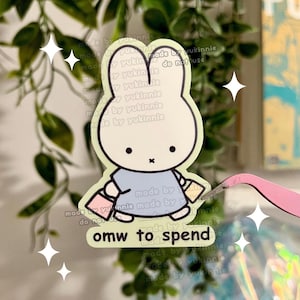 Häschen Einkaufen Aufkleber, Süßer Häschen Meme Aufkleber, Matter Vinyl Aufkleber, Laptop Aufkleber, Deko Aufkleber, Kawaii Aufkleber, Trinket Aufkleber