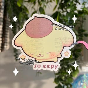 Süß So Eepy Gelber Welpe Aufkleber, Matter Vinyl-Aufkleber, Alberner Laptop-Aufkleber, Wasserdichter Langlebiger Aufkleber, Kawaii Pom, Süßes Briefpapier