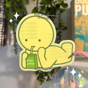 Pegatina de caja ciega de Silly Juice Green Guy, pegatina de vinilo grande, pegatinas para diario de computadora portátil, pegatina duradera resistente al agua, pegatinas para botellas