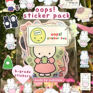 Sacchetto regalo con adesivi "Mistery Cute Bunny Oops", adesivi "Oops", pacchetto di adesivi, adesivi di classe B, Studio Bunny, adesivo per cianfrusaglie, adesivo "Coquette"