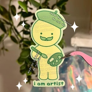 Ich bin Künstler Green Guy Aufkleber, Süßer Blind Box Vinyl Aufkleber, Künstler Laptop Journal Aufkleber, Alberner Trinket Aufkleber, Aufkleber Maler
