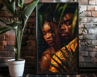 VERBOTEN | Black Love Wand Kunst Digital, Schwarzes Paar Kunst, Schwarze Frau und Mann Kunstwerk, Afroamerikaner, Schwarze Kunst Dekor, Liebe Kunst Poster