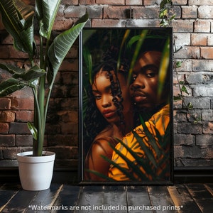 FORBIDDEN | Black Love Wall Art Digital, Black Couple Art, Black Woman and Man Artwork, African American, Black Art Decor, Love Art Poster