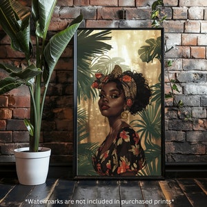 CARIBBEAN GYAL | Black Woman Wall Art Digital, Black Girl Magic Art, Black Women Art Prints, African American Female Art, Black Artwork