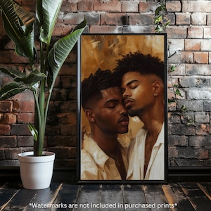 SOLACE | Black Gay Men Wall Art Digital, Black Man Art, Queer Home Decor, African American Paint Art, Black Love Wall Art, LGBTQ, Printable