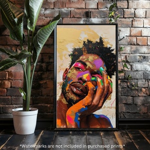 OVER IT | Gay Black Man Art Digital, Black Men Wall Art, Gay Male Home Decor, African American, Gay Black Art, LGBTQ, Printable, Queer