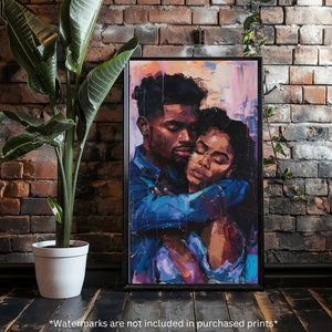 TORN | Black Love Wall Art Digital, Black Couple Art, Black Woman and Man Wall Art, Black Art Prints, Love Poster Artwork, Female Male