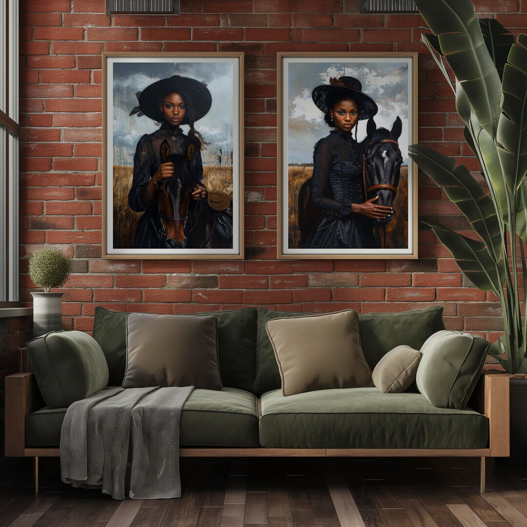 BLACK ARISTOCRATS | Black Woman Wall Art Digital, Black Women Horse Art ...