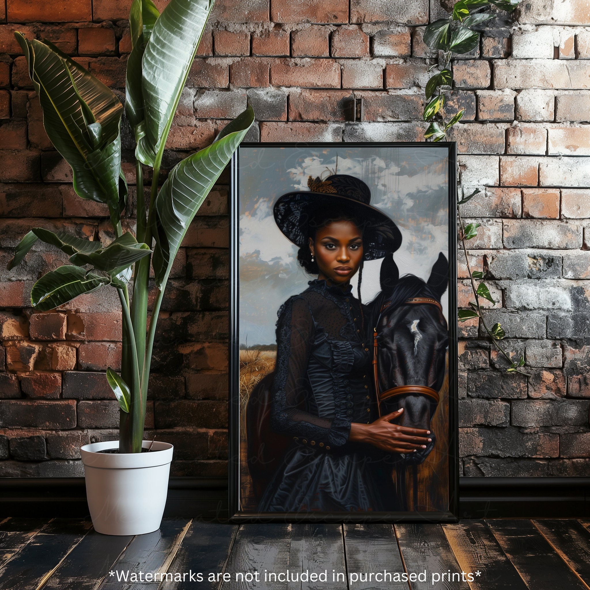 BLACK ARISTOCRATS | Black Woman Wall Art Digital, Black Women Horse Art ...