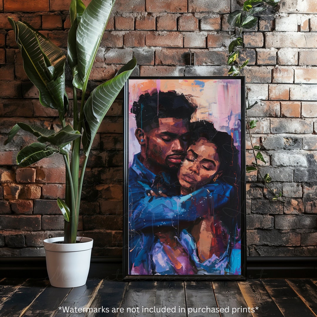 TORN | Black Love Wall Art Digital, Black Couple Art, Black Woman and ...