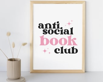 Anti-sociale boekenclub leesgrage digitale print