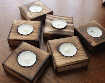 Bulk 3-Inch Square Wooden Glows – Tealight holders for Home or Events