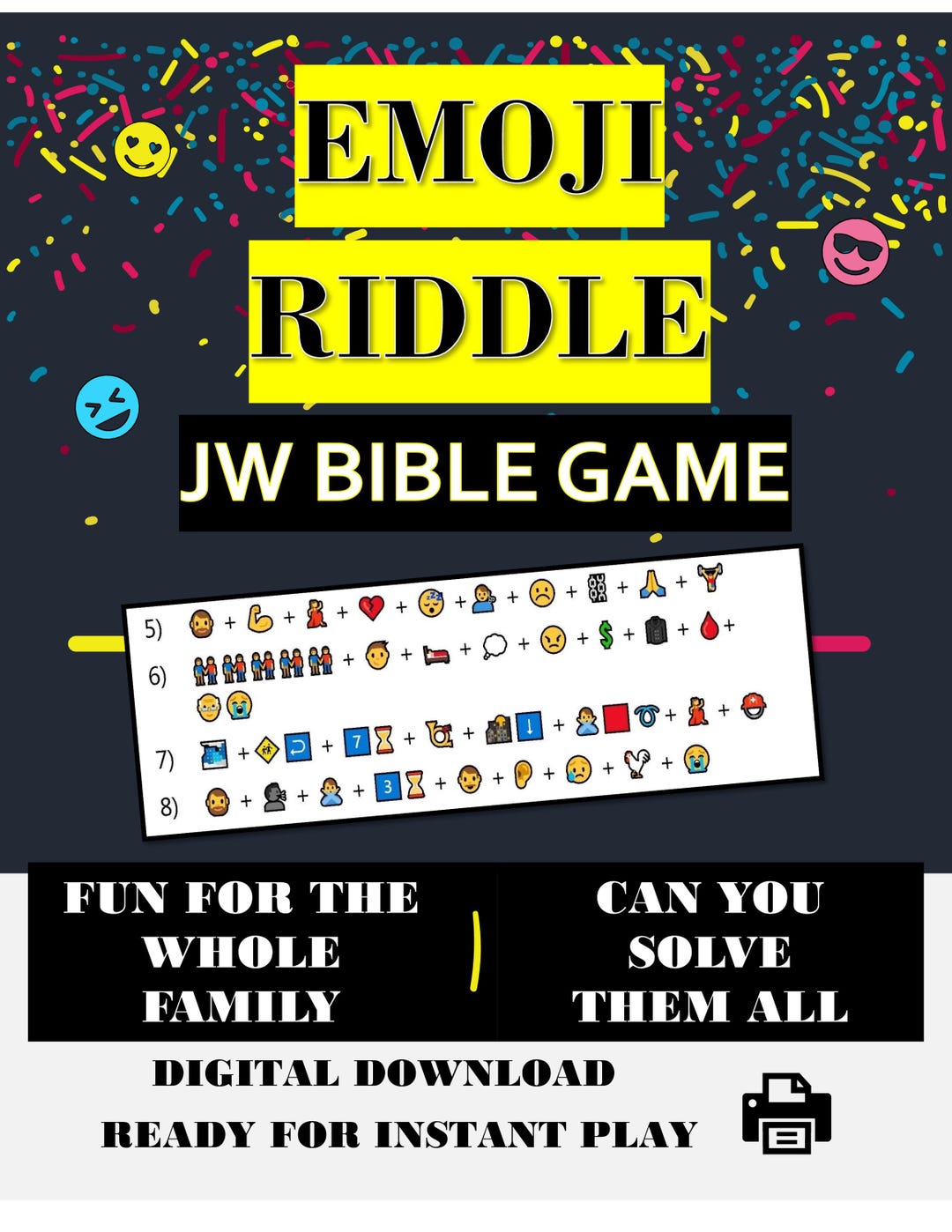 JW Bible Emoji Riddle Game for Family Worship Night - Etsy